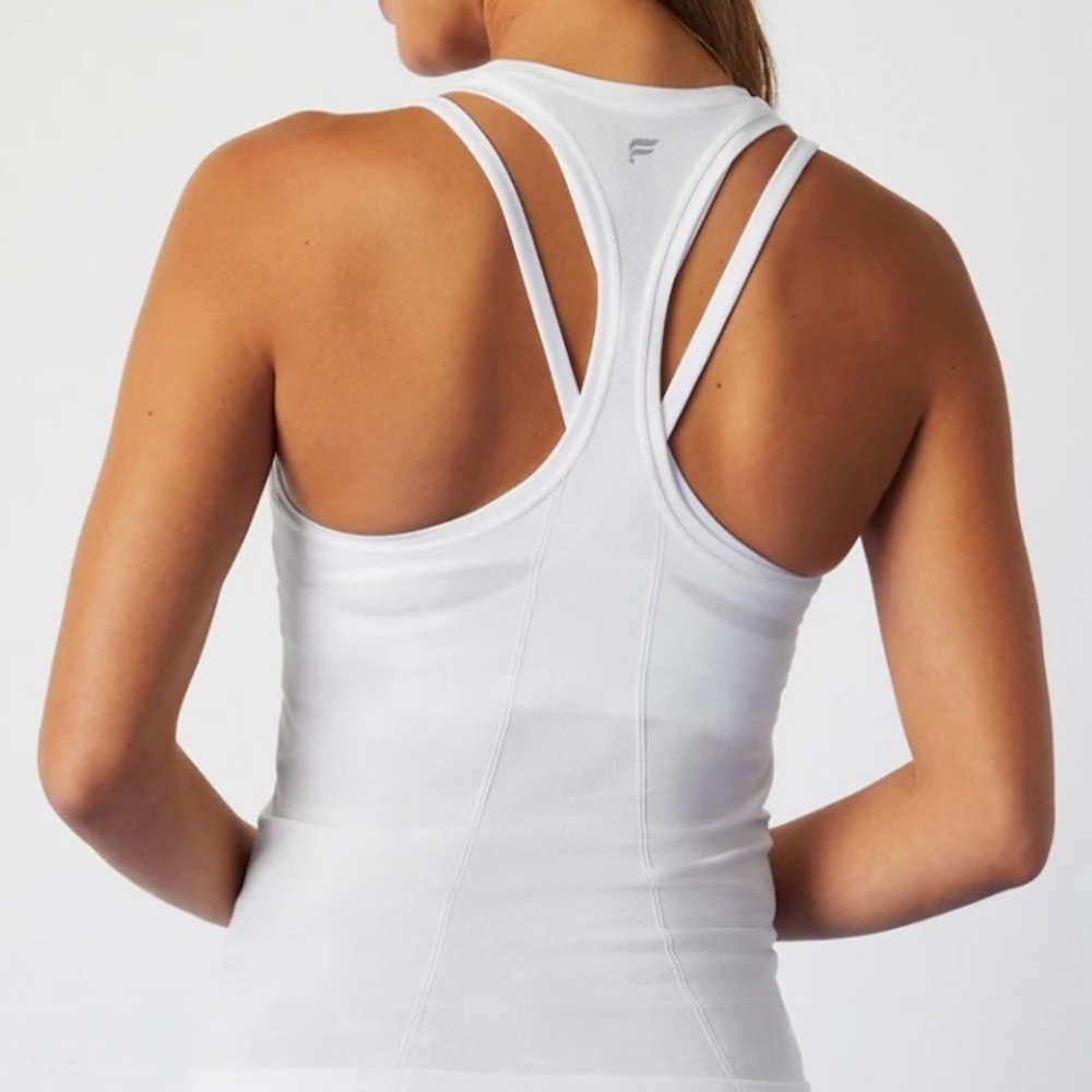 Fabletics White Feather Tech+ Racerback Athletic Tank Top, Size Small, NWT - Picture 2 of 9